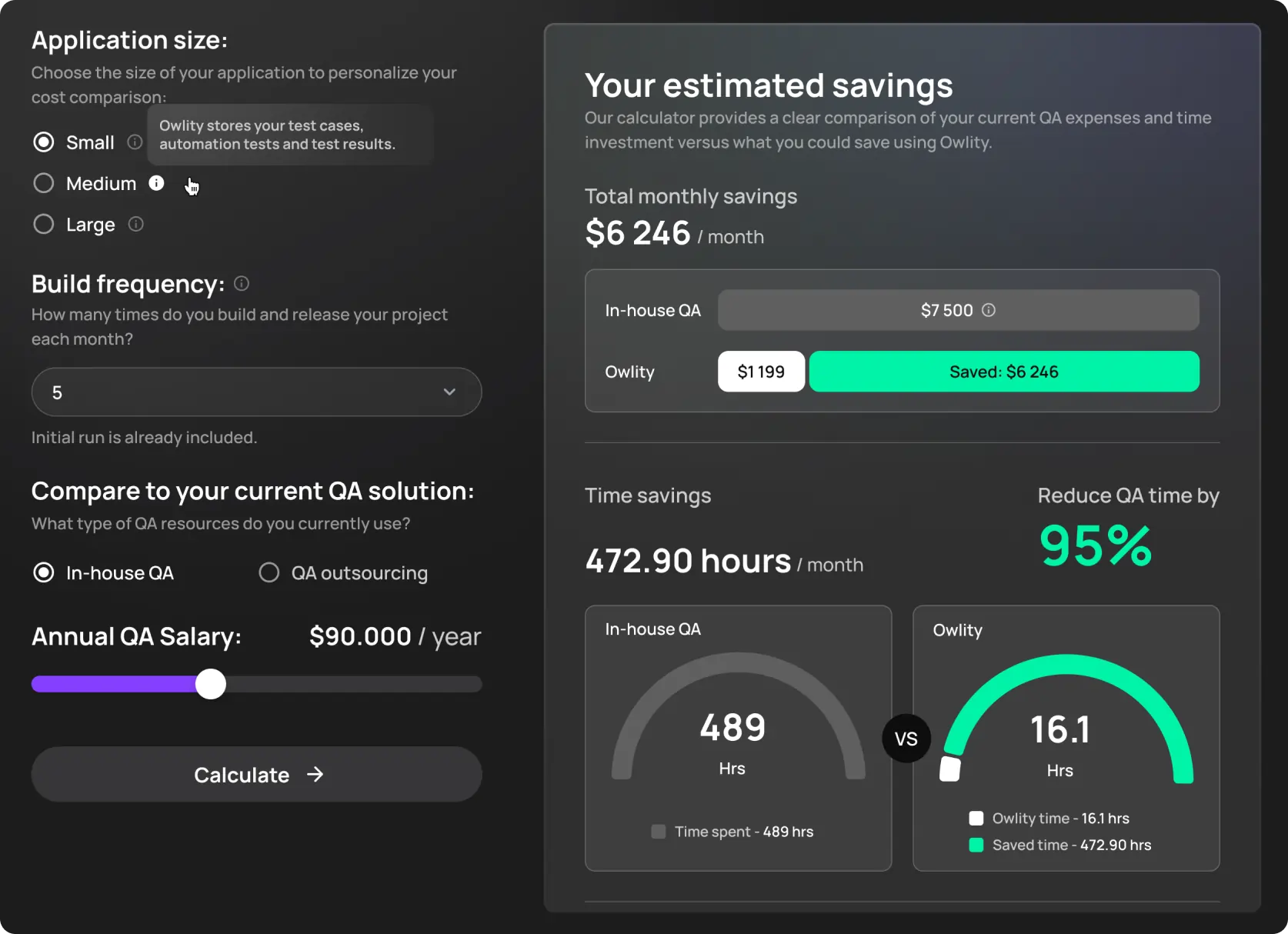 How much you can save with OwlityAI based on the inputs